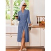 Ekouaer Robes for Women Long Knit Bathrobe Soft Lightweight Kimono Robes(Navy Blue)