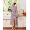 Ekouaer Robes for Women Long Knit Bathrobe Soft Lightweight Kimono Robes(Purple)