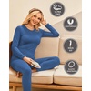 Ekouaer Thermal Underwear for Women Long Johns Sets Lightweight Base Layer(Blue)