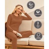 Ekouaer Thermal Underwear for Women Long Johns Sets Lightweight Base Layer(Brown)