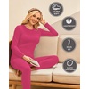 Ekouaer Thermal Underwear for Women Long Johns Sets Lightweight Base Layer(Hot Pink)