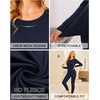 Ekouaer Thermal Underwear for Women Long Johns Sets Lightweight Base Layer(Navy Blue)