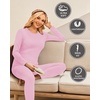 Ekouaer Thermal Underwear for Women Long Johns Sets Lightweight Base Layer(Pink)