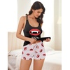 Ekouaer Womens Cami Pajama Set Sleeveless Racerback Tank Top Soft Sleepwear(Bite Me Vampire Lips)