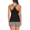 Ekouaer Womens Cami Pajama Set Sleeveless Racerback Tank Top Soft Sleepwear(Black Stripes)