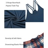 Ekouaer Womens Cami Pajama Set Sleeveless Racerback Tank Top Soft Sleepwear(Blue and Red Plaid)