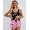 Ekouaer Womens Cami Pajama Set Sleeveless Racerback Tank Top Soft Sleepwear(Butterfly Print)