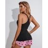 Ekouaer Womens Cami Pajama Set Sleeveless Racerback Tank Top Soft Sleepwear(Butterfly Print)