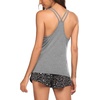 Ekouaer Womens Cami Pajama Set Sleeveless Racerback Tank Top Soft Sleepwear(Dark Grey Floral)