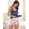 Ekouaer Womens Cami Pajama Set Sleeveless Racerback Tank Top Soft Sleepwear(Flowers and Love)