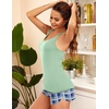Ekouaer Womens Cami Pajama Set Sleeveless Racerback Tank Top Soft Sleepwear(Green Plaid)