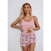 Ekouaer Womens Cami Pajama Set Sleeveless Racerback Tank Top Soft Sleepwear(Hawaiian Plants)