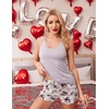 Ekouaer Womens Cami Pajama Set Sleeveless Racerback Tank Top Soft Sleepwear(Light Grey Floral)
