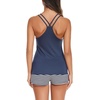 Ekouaer Womens Cami Pajama Set Sleeveless Racerback Tank Top Soft Sleepwear(Navy Stripes)