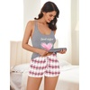 Ekouaer Womens Cami Pajama Set Sleeveless Racerback Tank Top Soft Sleepwear(Pink Gray)