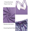 Ekouaer Womens Cami Pajama Set Sleeveless Racerback Tank Top Soft Sleepwear(Purple Floral)