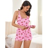 Ekouaer Womens Cami Pajama Set Sleeveless Racerback Tank Top Soft Sleepwear(Red Cherry)