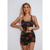 Ekouaer Womens Cami Pajama Set Sleeveless Racerback Tank Top Soft Sleepwear(Red Lip)