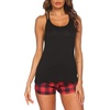 Ekouaer Womens Cami Pajama Set Sleeveless Racerback Tank Top Soft Sleepwear(Red Plaid)