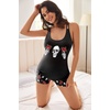 Ekouaer Womens Cami Pajama Set Sleeveless Racerback Tank Top Soft Sleepwear(Skull & Floral Graphic)