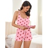 Ekouaer Womens Cami Pajama Set Sleeveless Racerback Tank Top Soft Sleepwear(Strawberry)