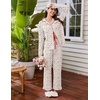 Ekouaer Womens Pajama Sets Long Sleeve Sleepwear Button Down Pjs Loungewear(Beige Bunny Flower)