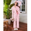 Ekouaer Womens Pajama Sets Long Sleeve Sleepwear Button Down Pjs Loungewear(Pink Cherry Blossom)