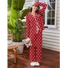 Ekouaer Womens Pajama Sets Long Sleeve Sleepwear Button Down Pjs Loungewear(Red Bow-knot)