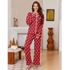Ekouaer Womens Pajama Sets Long Sleeve Sleepwear Button Down Pjs Loungewear(Red Bow-knot)