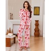 Ekouaer Womens Pajama Sets Long Sleeve Sleepwear Button Down Pjs Loungewear(Red Bow-knot Stripes)