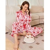 Ekouaer Womens Pajama Sets Long Sleeve Sleepwear Button Down Pjs Loungewear(Red Bow-knot Stripes)