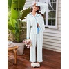 Ekouaer Womens Pajama Sets Long Sleeve Sleepwear Button Down Pjs Loungewear(White Rose Stripes)