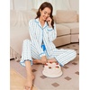 Ekouaer Womens Pajama Sets Long Sleeve Sleepwear Button Down Pjs Loungewear(White Rose Stripes)