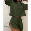 Ekouaer Womens Pajama Sets Sexy Lounge Sets Side Split Short Pj Sets(Army Green)