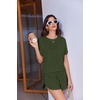 Ekouaer Womens Pajama Sets Sexy Lounge Sets Side Split Short Pj Sets(Army Green)