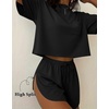 Ekouaer Womens Pajama Sets Sexy Lounge Sets Side Split Short Pj Sets(Black)