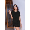 Ekouaer Womens Pajama Sets Sexy Lounge Sets Side Split Short Pj Sets(Black)