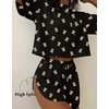 Ekouaer Womens Pajama Sets Sexy Lounge Sets Side Split Short Pj Sets(Black Teddy Bear)
