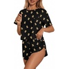 Ekouaer Womens Pajama Sets Sexy Lounge Sets Side Split Short Pj Sets(Black Teddy Bear)