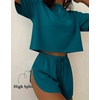 Ekouaer Womens Pajama Sets Sexy Lounge Sets Side Split Short Pj Sets(Blue Green)