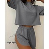 Ekouaer Womens Pajama Sets Sexy Lounge Sets Side Split Short Pj Sets(Dark Grey)