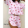 Ekouaer Womens Pajama Sets Sexy Lounge Sets Side Split Short Pj Sets(Floral and Bow)