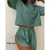 Ekouaer Womens Pajama Sets Sexy Lounge Sets Side Split Short Pj Sets(Green and White Stripes)