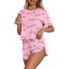 Ekouaer Womens Pajama Sets Sexy Lounge Sets Side Split Short Pj Sets(Heart and Love)