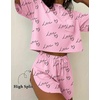 Ekouaer Womens Pajama Sets Sexy Lounge Sets Side Split Short Pj Sets(Heart and Love)