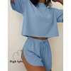 Ekouaer Womens Pajama Sets Sexy Lounge Sets Side Split Short Pj Sets(Light Blue)