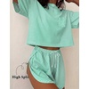 Ekouaer Womens Pajama Sets Sexy Lounge Sets Side Split Short Pj Sets(Light Green Stripes)