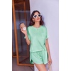 Ekouaer Womens Pajama Sets Sexy Lounge Sets Side Split Short Pj Sets(Light Green Stripes)