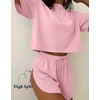 Ekouaer Womens Pajama Sets Sexy Lounge Sets Side Split Short Pj Sets(Light Pink)