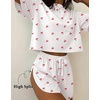 Ekouaer Womens Pajama Sets Sexy Lounge Sets Side Split Short Pj Sets(Little Cherry)